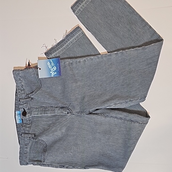 Show Me Your Mumu Blue Brooklyn Pants Jeans High Waist Pin Striped Cropped 30 - Picture 6 of 13